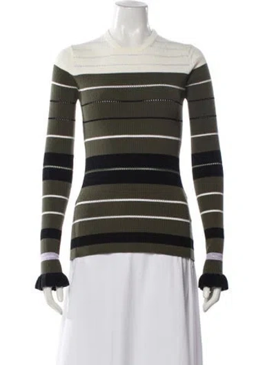 Pre-owned Opening Ceremony Striped Mock Neck Sweater In Green