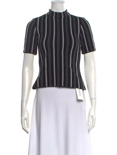 Pre-owned Opening Ceremony Striped Mock Neck Top In Black