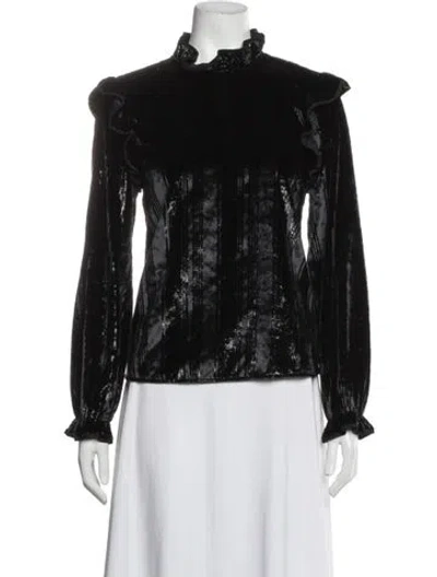 Pre-owned Opening Ceremony Striped Mock Neck Top In Black