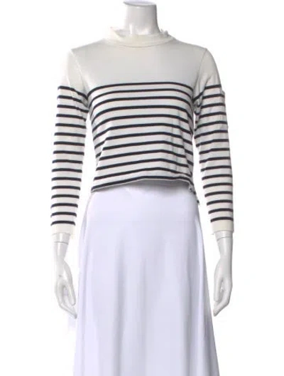 Pre-owned Opening Ceremony Striped Mock Neck Top In White