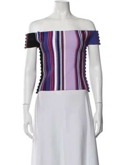 Pre-owned Opening Ceremony Striped Off-the-shoulder Crop Top In White