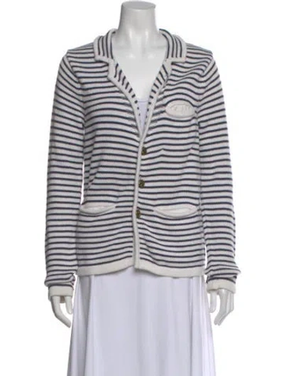Pre-owned Opening Ceremony Striped Open Front Sweater In White