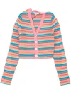 Opening Ceremony Pink Multicolor Crop Striped Rib Cardigan In Pink