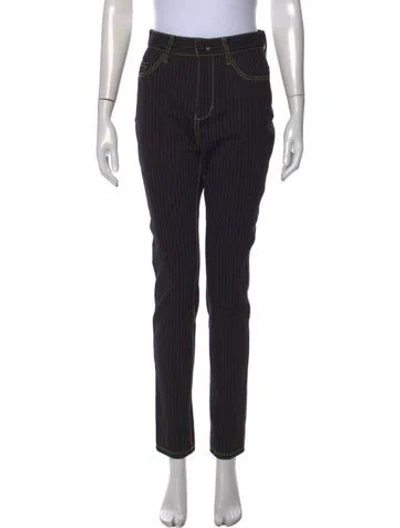 Pre-owned Opening Ceremony Striped Straight Leg Pants In Black