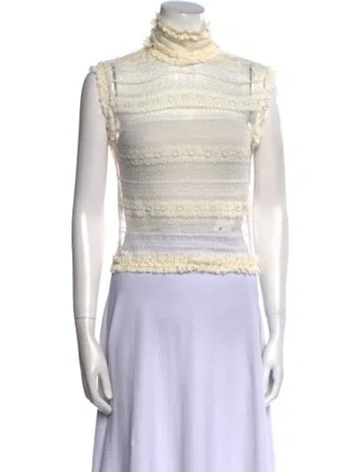 Pre-owned Opening Ceremony Striped Turtleneck Crop Top In Neutral