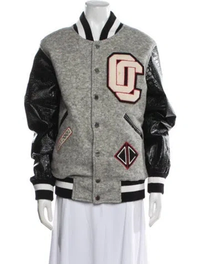 Pre-owned Opening Ceremony Striped Varsity Jacket In Gray