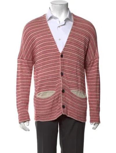 Pre-owned Opening Ceremony Striped V-neck Cardigan In Red
