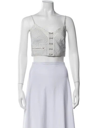 Pre-owned Opening Ceremony Striped V-neck Crop Top In Black