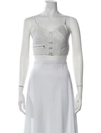 Pre-owned Opening Ceremony Striped V-neck Crop Top In Neutrals