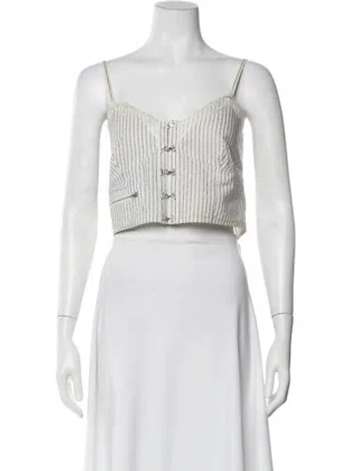 Pre-owned Opening Ceremony Striped V-neck Crop Top In White