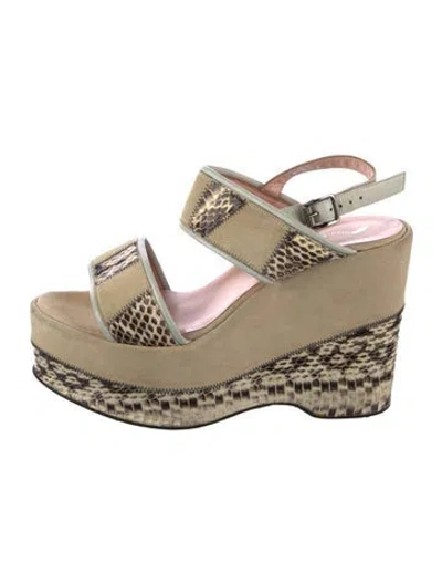 Pre-owned Opening Ceremony Suede Animal Print Sandals In Neutral