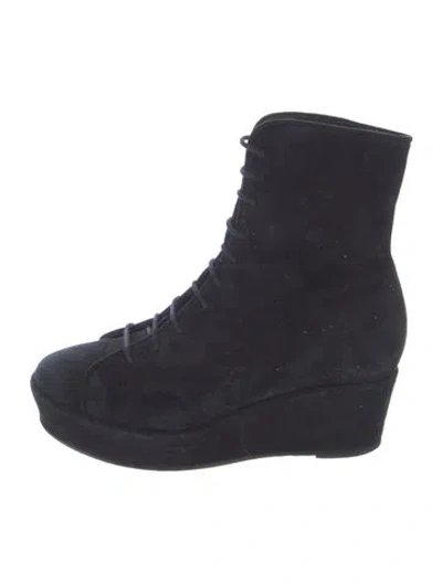 Pre-owned Opening Ceremony Suede Lace-up Boots In Black