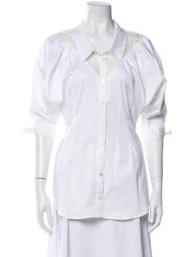 Pre-owned Opening Ceremony Three-quarter Sleeve Button-up Top In White