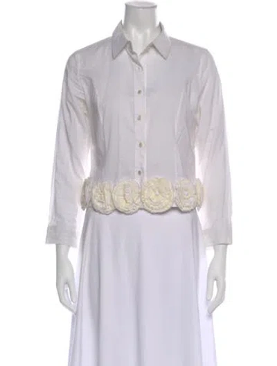 Pre-owned Opening Ceremony Three-quarter Sleeve Button-up Top In White