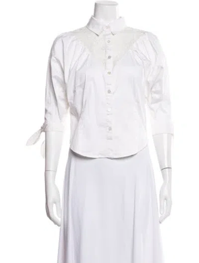 Pre-owned Opening Ceremony Three-quarter Sleeve Button-up Top In White