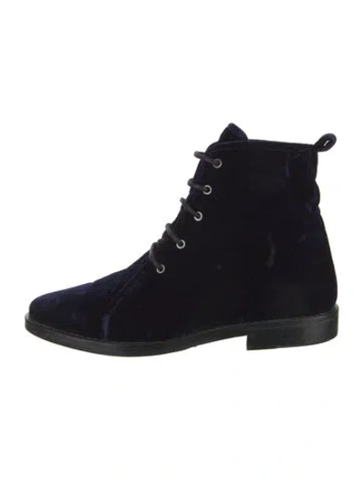 Pre-owned Opening Ceremony Velvet Lace-up Boots In Blue