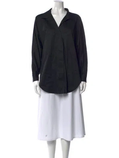 Pre-owned Opening Ceremony V-neck Long Sleeve Button-up Top In Blue
