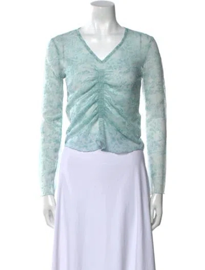 Pre-owned Opening Ceremony V-neck Long Sleeve Crop Top In Blue