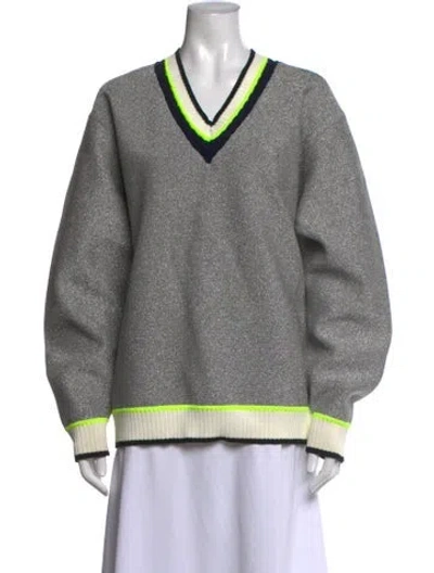 Pre-owned Opening Ceremony V-neck Long Sleeve Sweatshirt In Silver