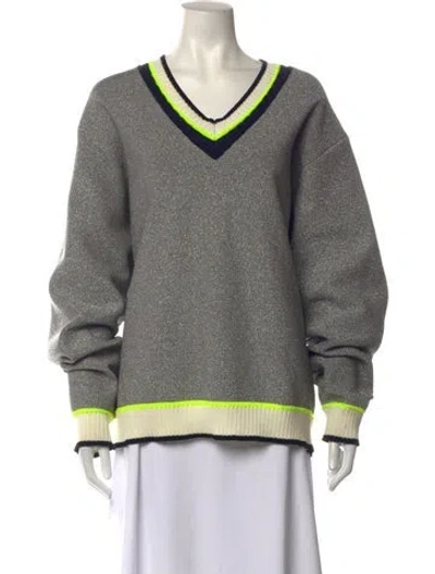 Pre-owned Opening Ceremony V-neck Long Sleeve Sweatshirt In Silver