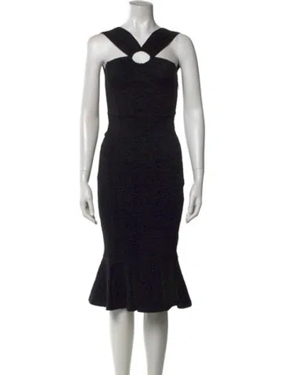 Pre-owned Opening Ceremony V-neck Midi Length Dress In Black