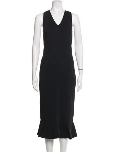 Pre-owned Opening Ceremony V-neck Midi Length Dress In Black