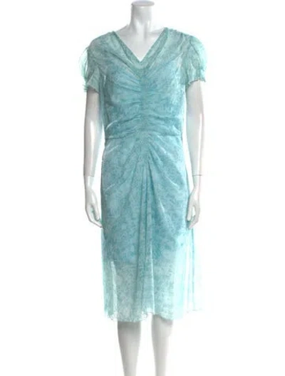 Pre-owned Opening Ceremony V-neck Midi Length Dress In Blue