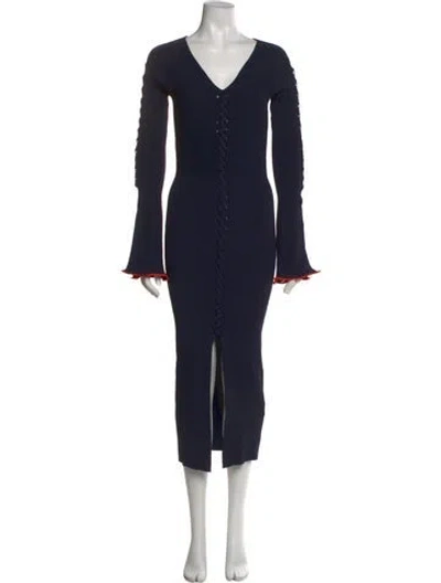 Pre-owned Opening Ceremony V-neck Midi Length Dress In Blue