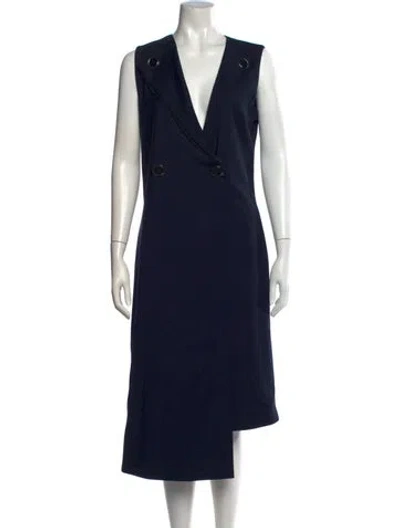 Pre-owned Opening Ceremony V-neck Midi Length Dress In Blue