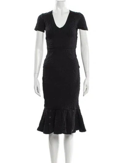 Pre-owned Opening Ceremony V-neck Midi Length Dress In Gray