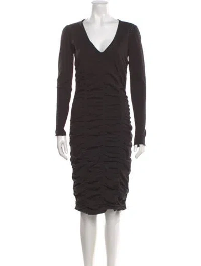 Pre-owned Opening Ceremony V-neck Midi Length Dress In Gray
