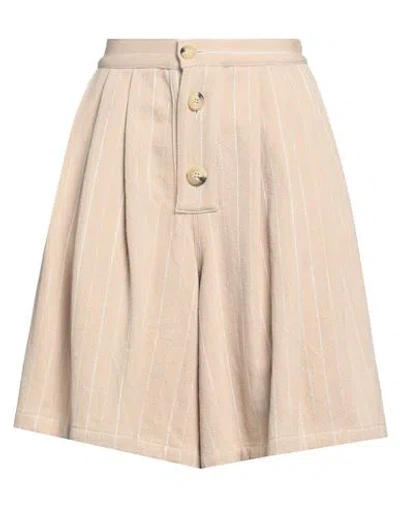 Opening Ceremony Wide-leg High-waisted Shorts With Striped Pattern In Beige