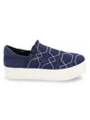 OPENING CEREMONY WOMEN'S OPENING CEREMONY CICI SMOCKED SLIP-ON PLATFORM SNEAKERS IN NAVY BLUE CANVAS