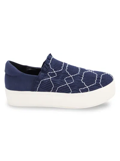 Opening Ceremony Women's  Cici Smocked Slip-on Platform Sneakers In Navy Blue Canvas