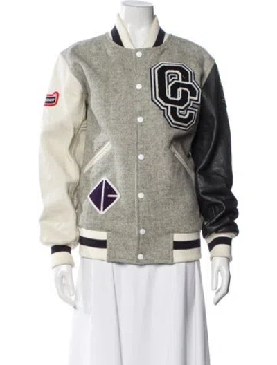 Pre-owned Opening Ceremony Wool Colorblock Pattern Bomber Jacket In Multi