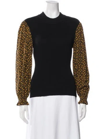 Pre-owned Opening Ceremony Wool Floral Print Top In Black