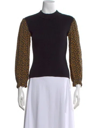 Pre-owned Opening Ceremony Wool Floral Print Top In Black