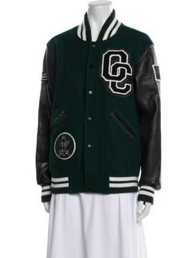 Pre-owned Opening Ceremony Wool Graphic Print Bomber Jacket In Black