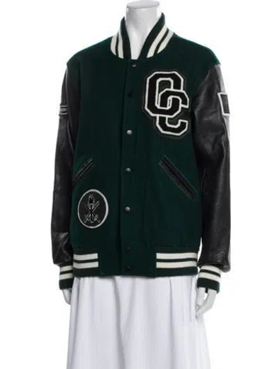 Pre-owned Opening Ceremony Wool Graphic Print Bomber Jacket In Black