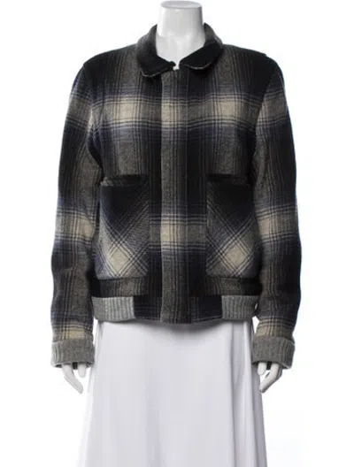 Pre-owned Opening Ceremony Wool Plaid Print Bomber Jacket In Black
