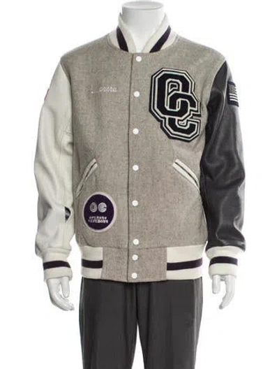 Pre-owned Opening Ceremony Wool Striped Varsity Jacket In Gray
