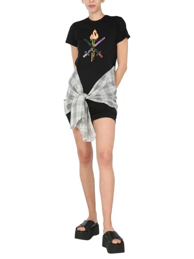 Opening Ceremony "word Torch Hybrid" T-shirt Dress In Black