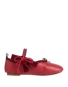 Operà Opéra Woman Ballet Flats Red Size 8 Lambskin, Textile Fibers In Red
