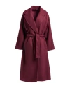 Operà Woman Coat Burgundy Size 10 Polyester, Wool In Red