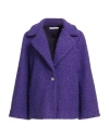 Operà Woman Coat Purple Size 12 Cotton, Polyester, Virgin Wool, Alpaca Wool, Elastane In Purple