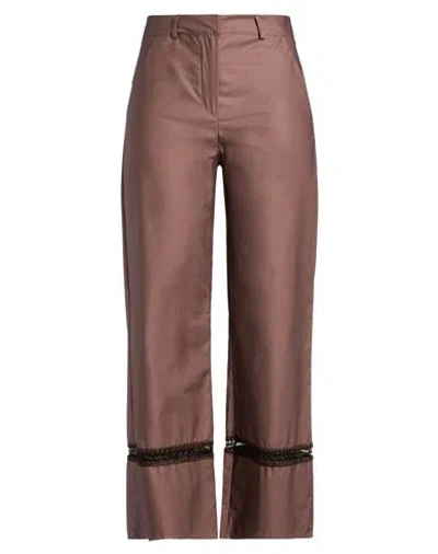 Operà Woman Pants Chocolate Brown Size 12 Cotton