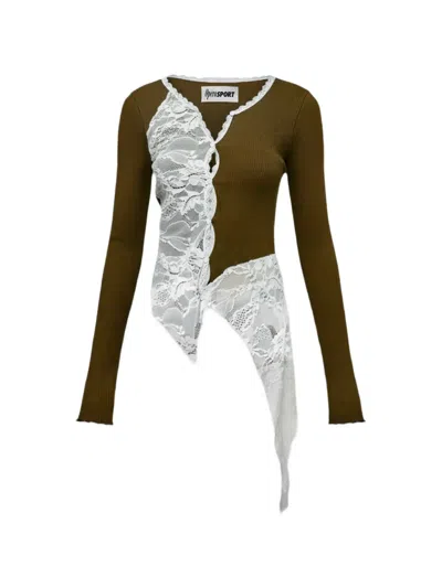 Operasport Constanza Lace-panelled Ribbed Top In Multi