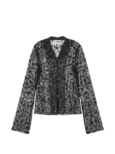 Operasport Flora Lace V-neck Shirt In Black