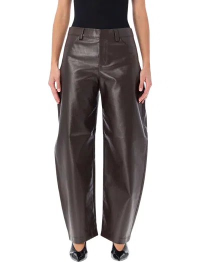 Operasport High-waist Wide-leg Faux Leather Trousers In Burgundy
