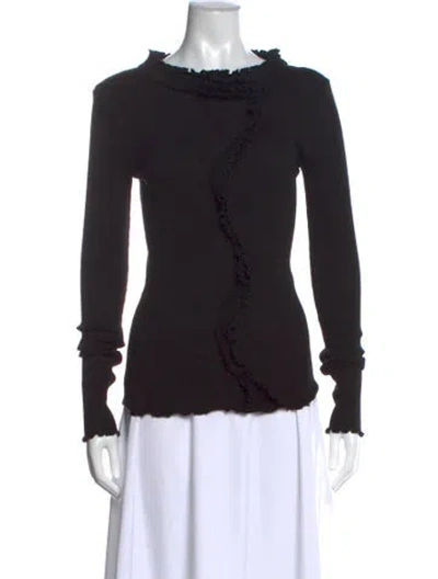Pre-owned Operasport Mock Neck Long Sleeve Top In Black